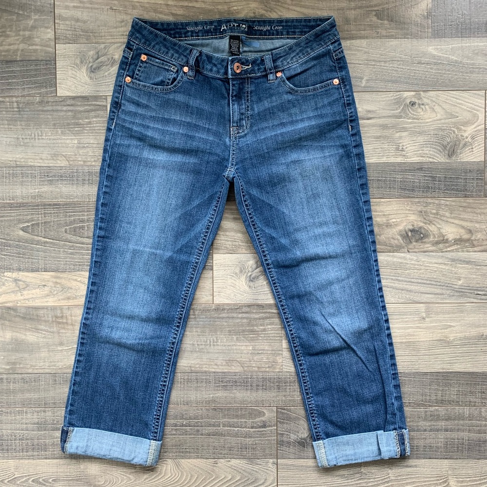 [3 for $30] Apt. 9 Modern Fit Straight Crop Blue Jeans